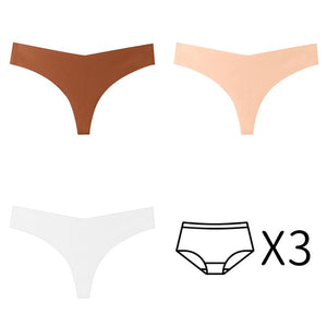 3Pcs/Set Seamless Thong Plus Size Seamless Panties Women G-String Brief Ladies Lingerie Intimates Female Underwear EUR US Size | TageUnlimited