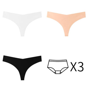 3Pcs/Set Seamless Thong Plus Size Seamless Panties Women G-String Brief Ladies Lingerie Intimates Female Underwear EUR US Size | TageUnlimited
