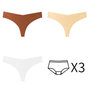 3Pcs/Set Seamless Thong Plus Size Seamless Panties Women G-String Brief Ladies Lingerie Intimates Female Underwear EUR US Size | TageUnlimited