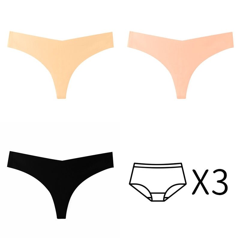 3Pcs/Set Seamless Thong Plus Size Seamless Panties Women G-String Brief Ladies Lingerie Intimates Female Underwear EUR US Size | TageUnlimited