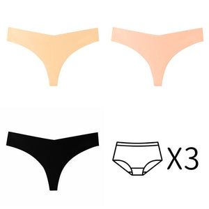 3Pcs/Set Seamless Thong Plus Size Seamless Panties Women G-String Brief Ladies Lingerie Intimates Female Underwear EUR US Size | TageUnlimited
