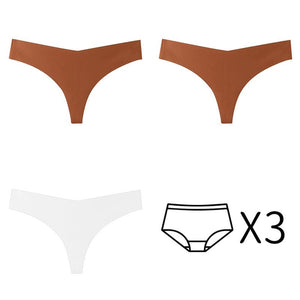 3Pcs/Set Seamless Thong Plus Size Seamless Panties Women G-String Brief Ladies Lingerie Intimates Female Underwear EUR US Size | TageUnlimited
