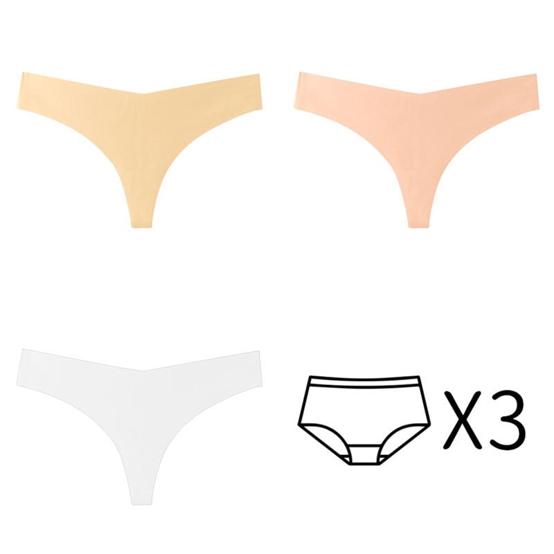 3Pcs/Set Seamless Thong Plus Size Seamless Panties Women G-String Brief Ladies Lingerie Intimates Female Underwear EUR US Size | TageUnlimited