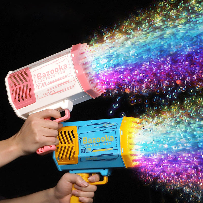 Bubble Gun Rocket 69 Holes Soap Bubbles Machine Gun Shape Automatic Blower With Light Toys For Kids Pomperos | 0 | TageUnlimited