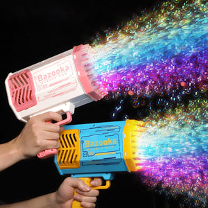 Bubble Gun Rocket 69 Holes Soap Bubbles Machine Gun Shape Automatic Blower With Light Toys For Kids Pomperos | 0 | TageUnlimited