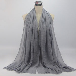 70x175CM Women Islam hijab Maxi Crinkle Shawl Cotton and Linen Women Ladies Simple Daily Wrap Hijabs Plain Muslim Headscarf | TageUnlimited
