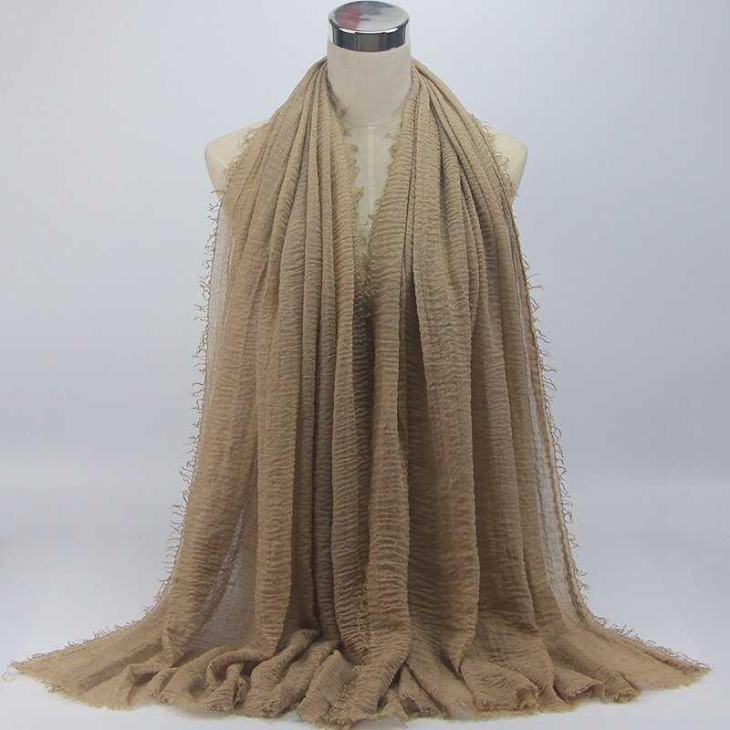 70x175CM Women Islam hijab Maxi Crinkle Shawl Cotton and Linen Women Ladies Simple Daily Wrap Hijabs Plain Muslim Headscarf | TageUnlimited