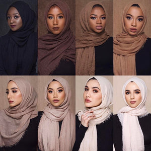 70x175CM Women Islam hijab Maxi Crinkle Shawl Cotton and Linen Women Ladies Simple Daily Wrap Hijabs Plain Muslim Headscarf | TageUnlimited