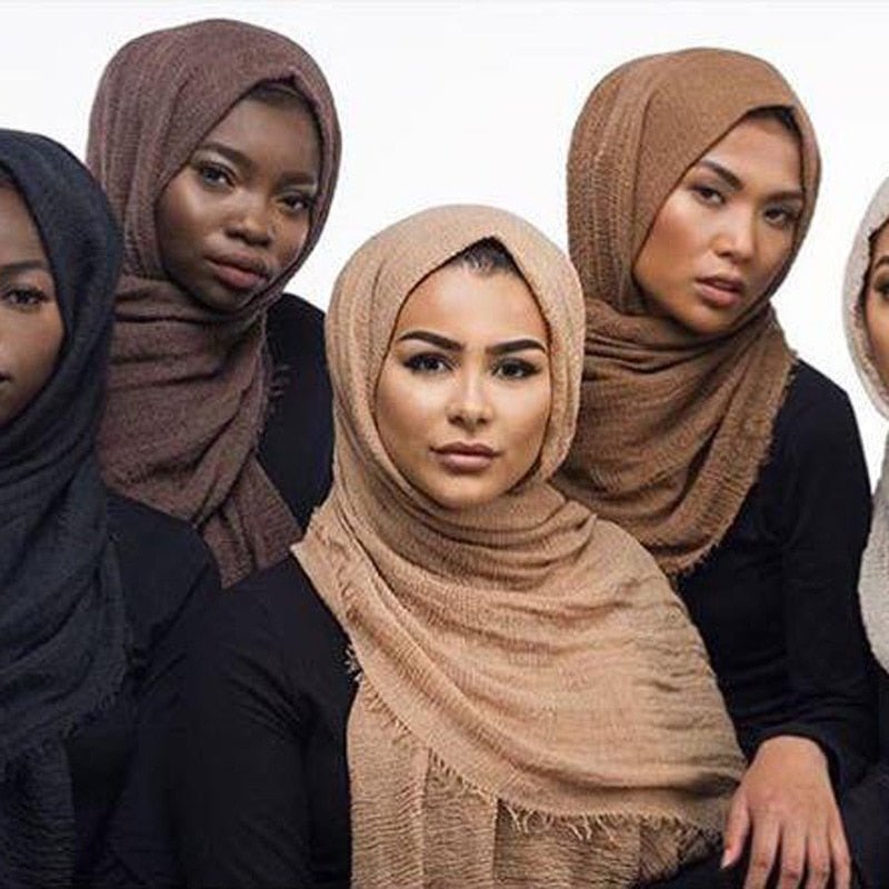 70x175CM Women Islam hijab Maxi Crinkle Shawl Cotton and Linen Women Ladies Simple Daily Wrap Hijabs Plain Muslim Headscarf | TageUnlimited