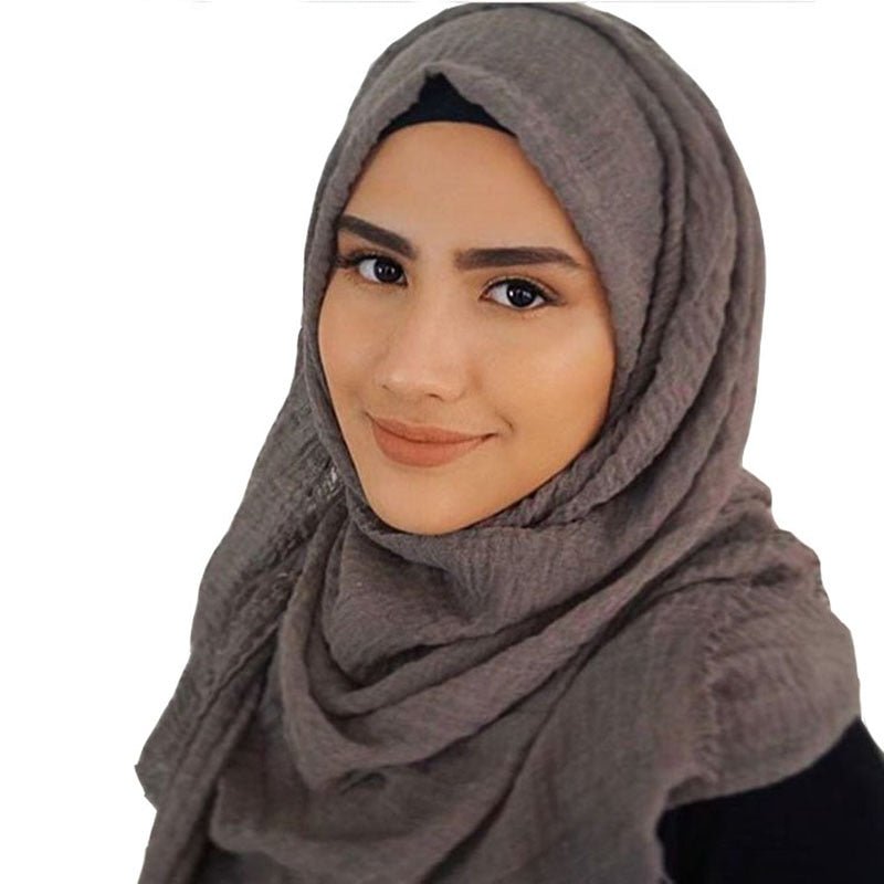 70x175CM Women Islam hijab Maxi Crinkle Shawl Cotton and Linen Women Ladies Simple Daily Wrap Hijabs Plain Muslim Headscarf | TageUnlimited