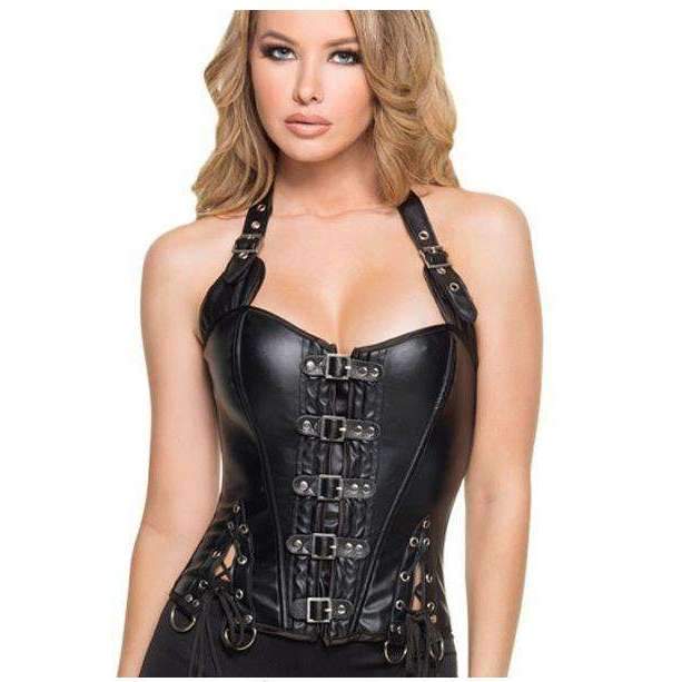 Steampunk Sexy Black Faux Leather Corset | 0 | TageUnlimited