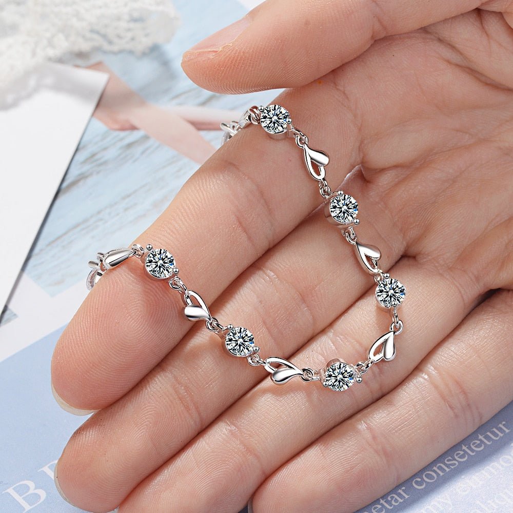 925 Sterling Silver Love Heart Bracelets For Women Zircon Bracelets on Hand Wedding Luxury Quality Jewelry Free Shipping GaaBou | 0 | Tage-Active