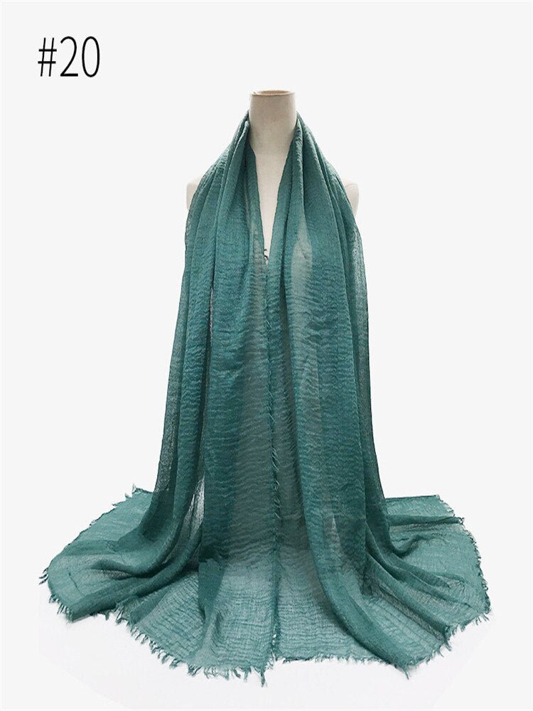 95*180CM Women Muslim Crinkle Hijab Scarf Femme Musulman Soft Cotton Headscarf Islamic Hijab Shawls Wraps Head Scarves wholesale | TageUnlimited