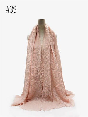 95*180CM Women Muslim Crinkle Hijab Scarf Femme Musulman Soft Cotton Headscarf Islamic Hijab Shawls Wraps Head Scarves wholesale | TageUnlimited
