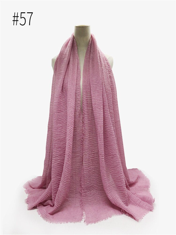 95*180CM Women Muslim Crinkle Hijab Scarf Femme Musulman Soft Cotton Headscarf Islamic Hijab Shawls Wraps Head Scarves wholesale - TageUnlimited