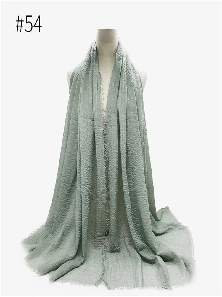 95*180CM Women Muslim Crinkle Hijab Scarf Femme Musulman Soft Cotton Headscarf Islamic Hijab Shawls Wraps Head Scarves wholesale - TageUnlimited
