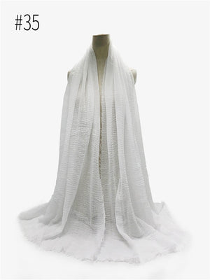 95*180CM Women Muslim Crinkle Hijab Scarf Femme Musulman Soft Cotton Headscarf Islamic Hijab Shawls Wraps Head Scarves wholesale - TageUnlimited