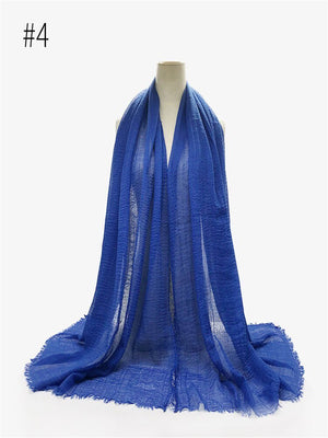 95*180CM Women Muslim Crinkle Hijab Scarf Femme Musulman Soft Cotton Headscarf Islamic Hijab Shawls Wraps Head Scarves wholesale | TageUnlimited