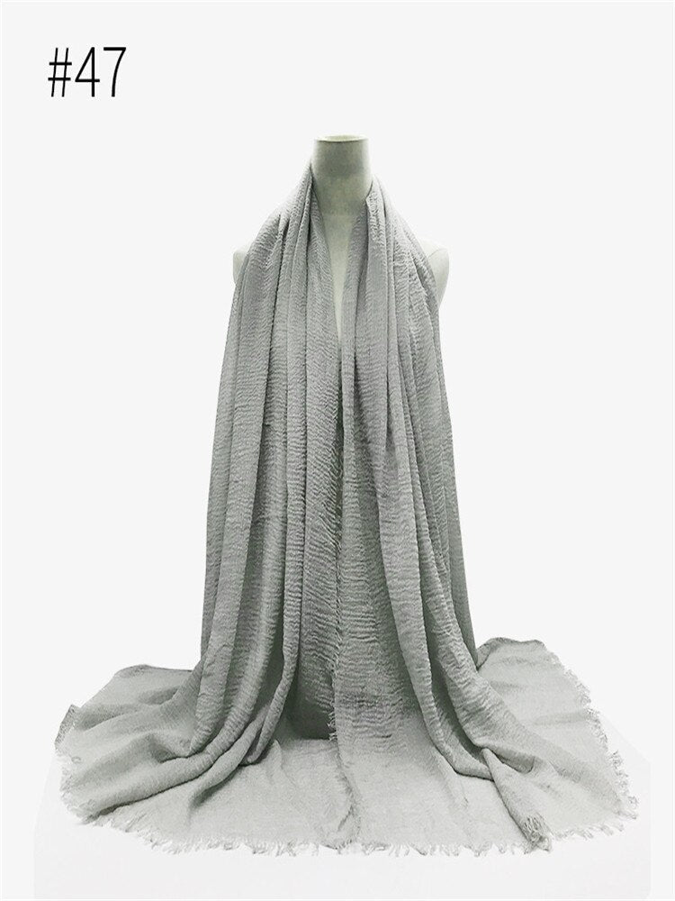 95*180CM Women Muslim Crinkle Hijab Scarf Femme Musulman Soft Cotton Headscarf Islamic Hijab Shawls Wraps Head Scarves wholesale | TageUnlimited