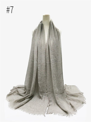 95*180CM Women Muslim Crinkle Hijab Scarf Femme Musulman Soft Cotton Headscarf Islamic Hijab Shawls Wraps Head Scarves wholesale - TageUnlimited