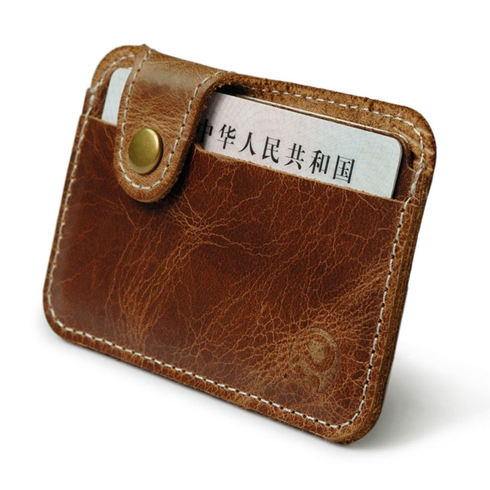 Retro Leather Credit Business Mini Card Wallet  Convenient Man Women Smart Wallet Business Card Holder Cash Wallet Card Case | TageUnlimited