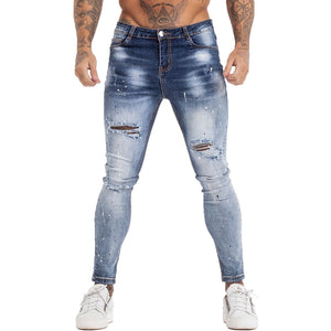 GINGTTO Jeans Men Homme Jeans Elastic Waist Skinny Jeans for Men Stretch Mens Pants Streetwear Mens Denim Blue Jeans zm139 | TageUnlimited