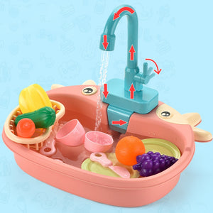 Kids Kitchen Toys Simulation Electric Dishwasher Pretend Play Mini Kitchen Food Educational Summer Toys Role Playing Girls Toys | TageUnlimited