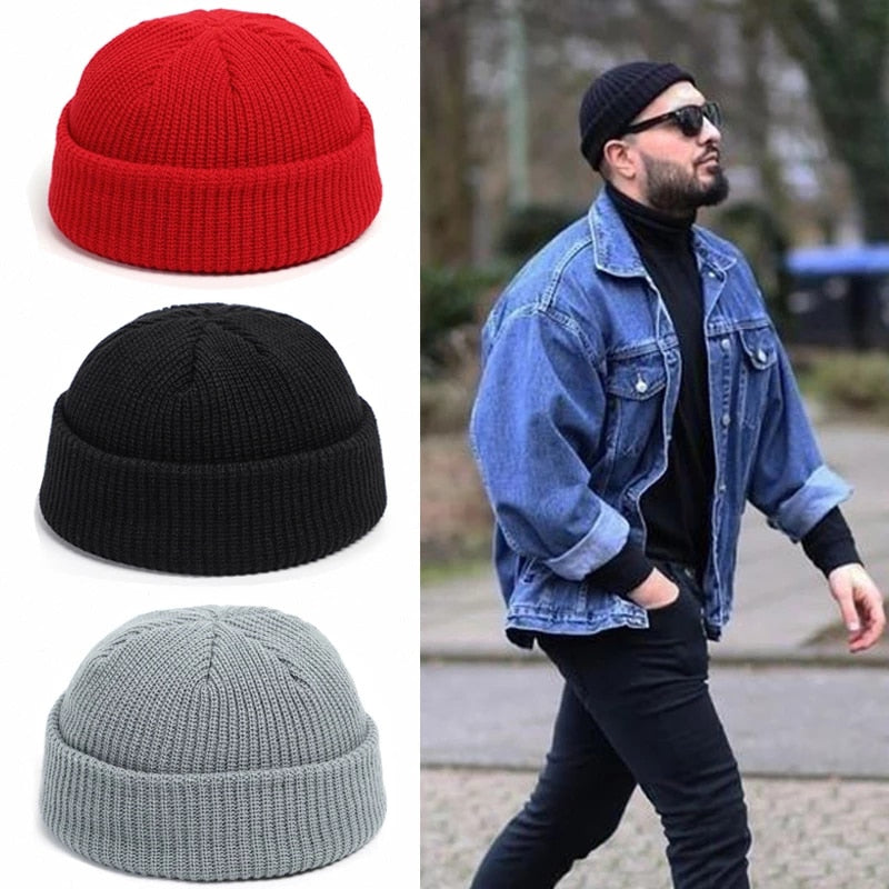 Fashion Hip Hop Beanie Knitted Hat Men Skullcap Women Winter Warm Brimless Baggy Melon Cap Cuff Docker Fisherman Beanies Hats | TageUnlimited