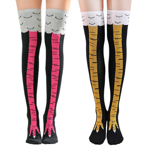 Chicken Paws Feet Socks Women Long Socks Funny Cartoon Cotton Creative Chicken Leg Claw Ladies 3D Print Above Knee High Socks | TageUnlimited