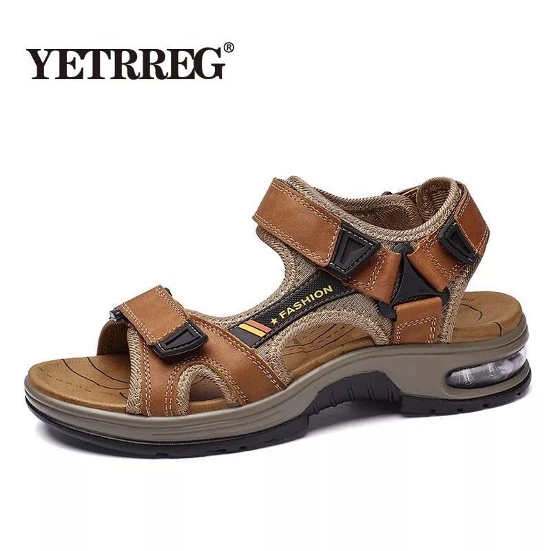 Sandals Genuine Leather Men Slippers Gladiator Men Beach Sandals Soft Comfortable Outdoors Wading Shoes | TageUnlimited