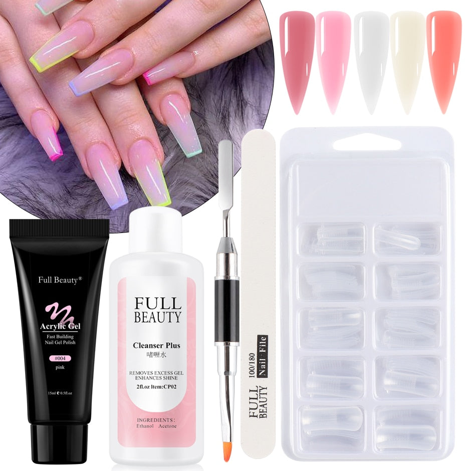 5pcs Quick Builder Nail Kits Finger Poly Extension Nail Gel Manicure Soak Off Crystal Gel Nail Polish No Pain Acrylic Gel GL1791 | TageUnlimited