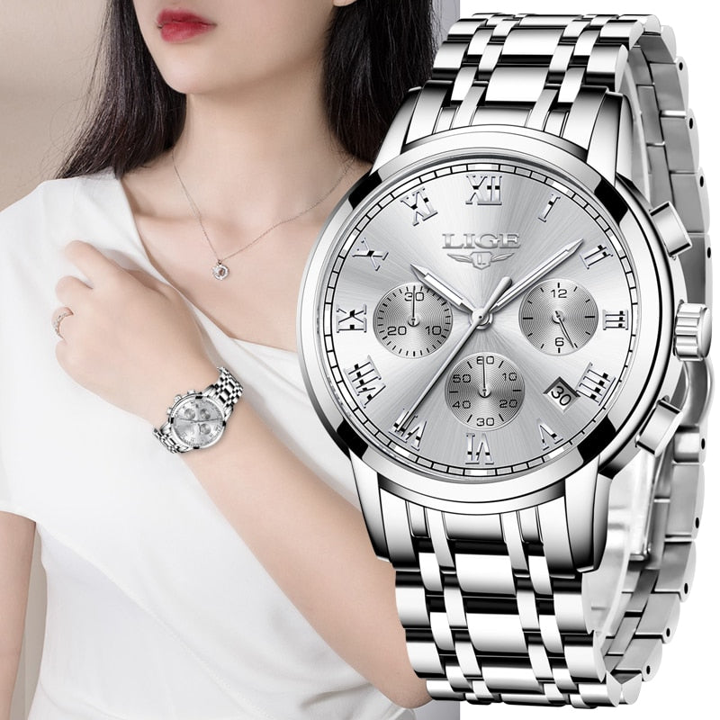 New Fashion Women Watches LIGE Top Brand Ladies Luxury Creative Steel Women Bracelet Watches Female Quartz Waterproof Watch Gift | TageUnlimited