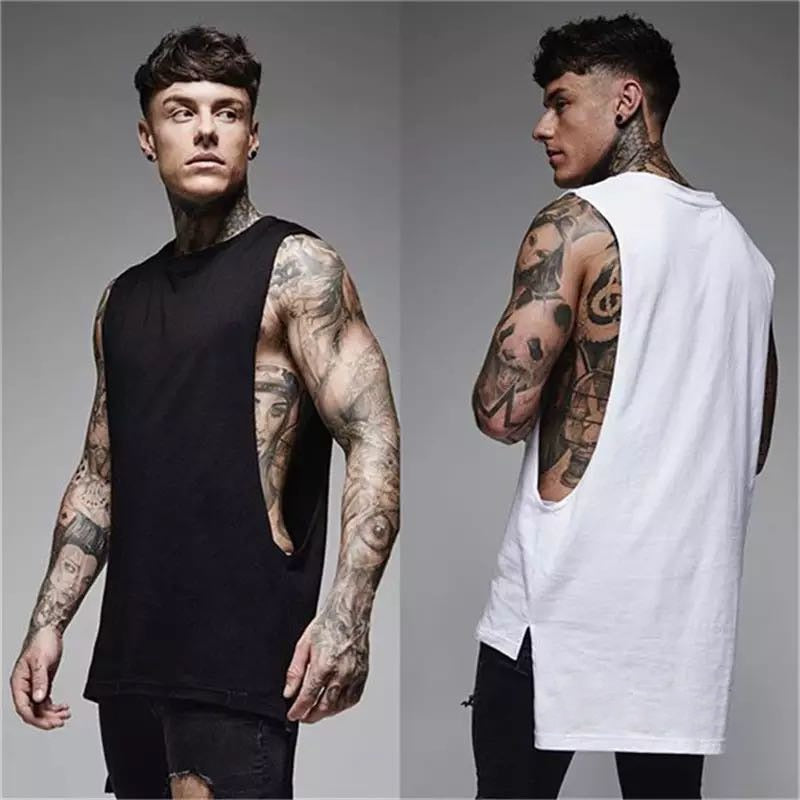 Mens Casual Fashion Tank Top Gym Fitness Workout Cotton Sleeveless Shirt Summer Clothing Male Extend Long Singlet Hip Hop Vest | TageUnlimited