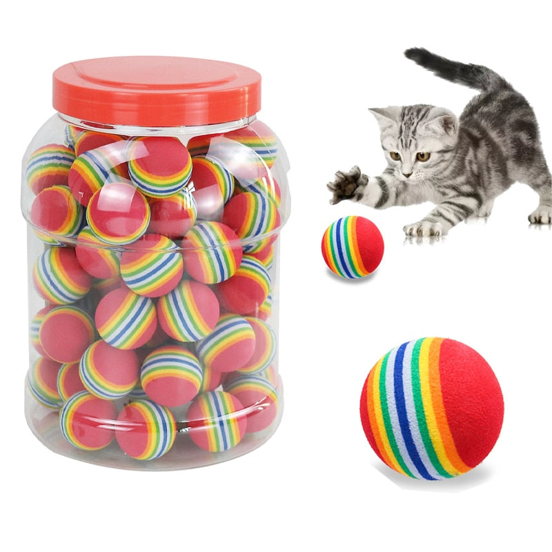Rainbow EVA Cat Toys Ball Interactive Cat Dog Play Chewing Rattle Scratch EVA Ball Training Balls Pet Toys Supplies | TageUnlimited