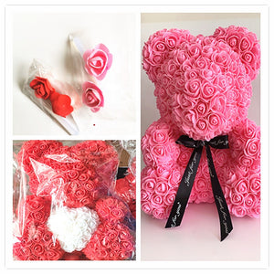 Best selling teddy rose bear luxury pe rose bear 40 cm foam rose bear | Tage-Active