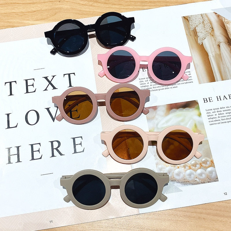 Children color round frame light PC cute small face sunglasses | TageUnlimited