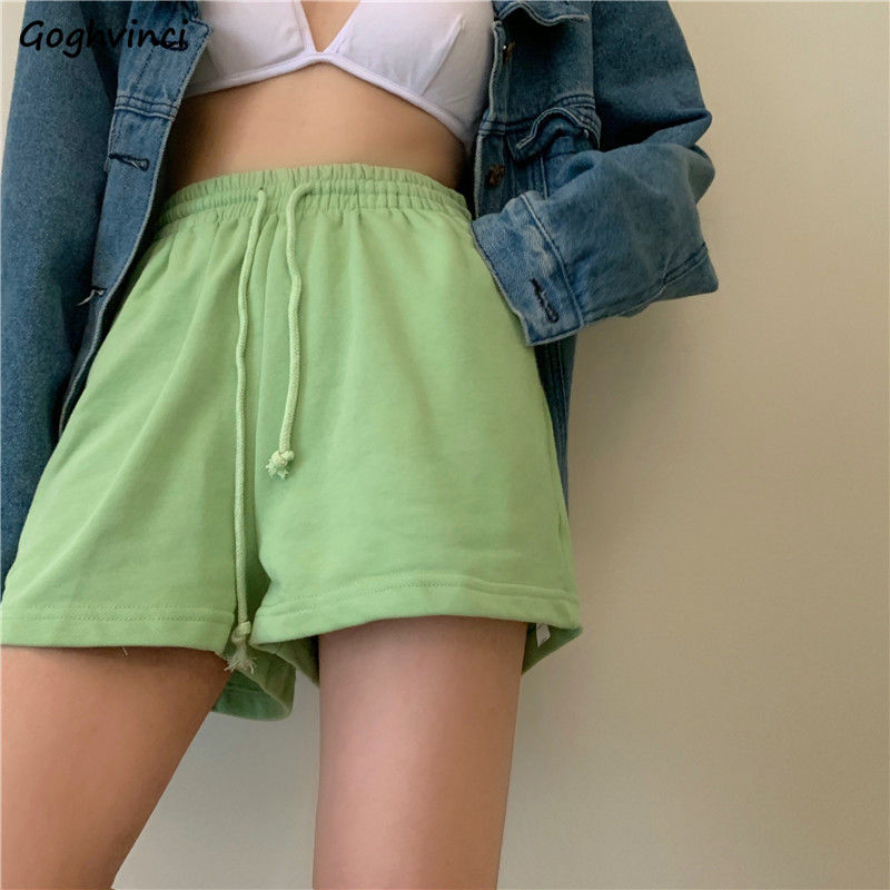Women Shorts Solid Cotton Cozy Simple Casual Loose Hipsters Running Breathable All-match Streetwear Hot Teens Wide Leg Bottoms | TageUnlimited