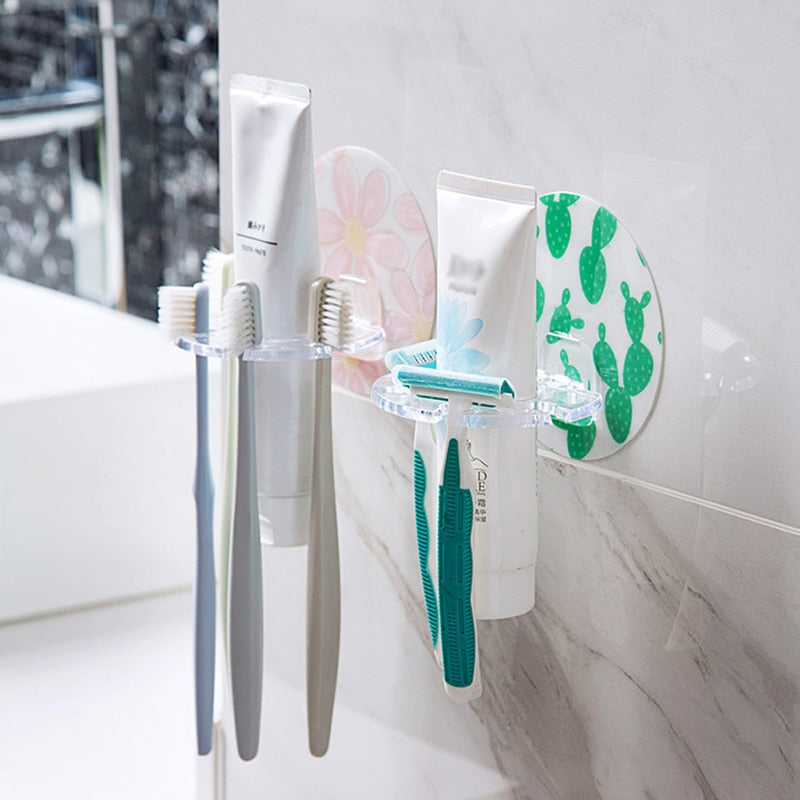 Bathroom Accessories Set Toothbrush Toothpaste Holder Super Suction Cup Razor Shaver Organizer Rack Household Items Storage Rack | TageUnlimited