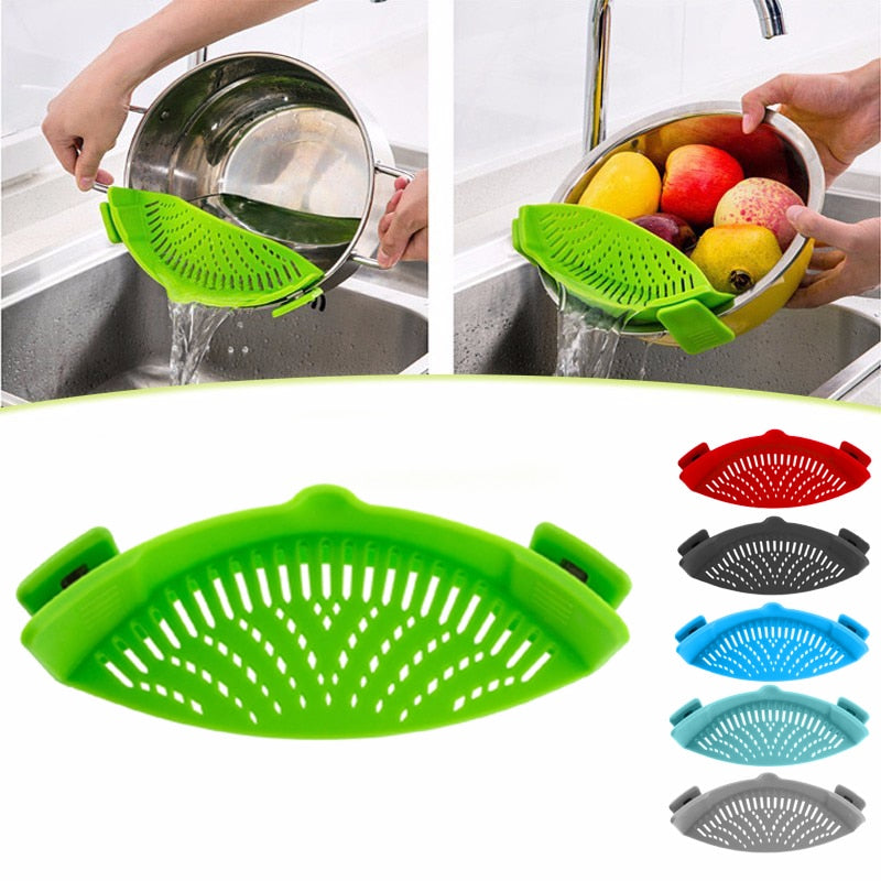 Silicone Pot Filter Kitchen Clip Pot Filter Drain Excess Liquid Drain Pasta Vegetable Cookware Kitchen Tools | TageUnlimited