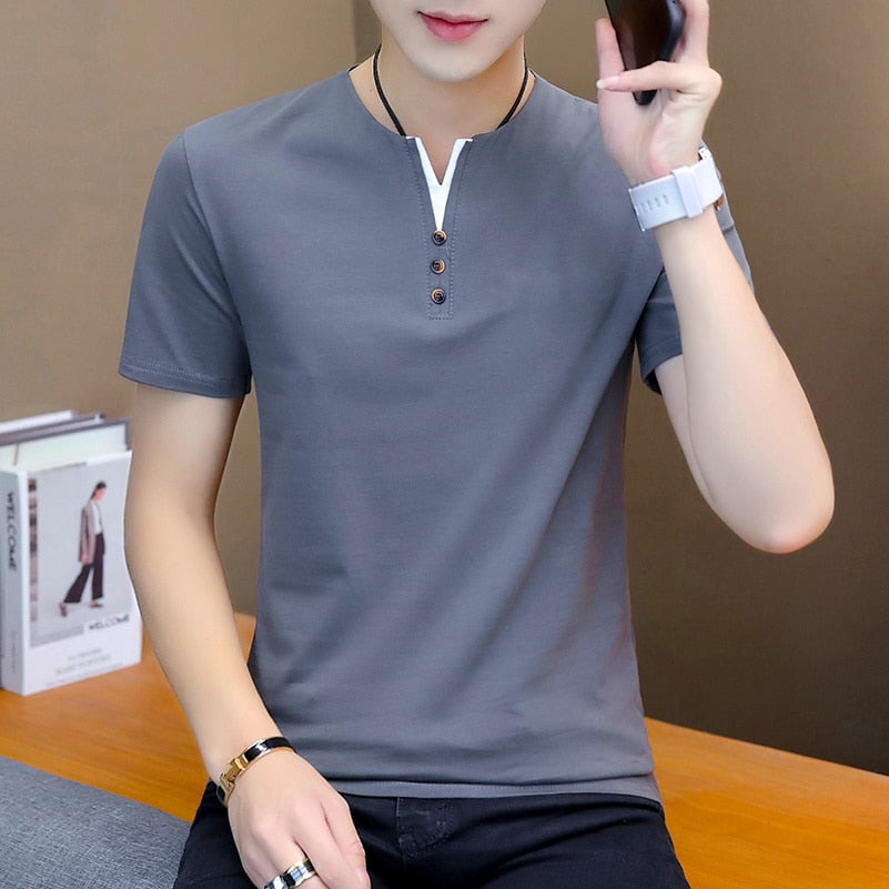 Men Tee Shirt V Neck T-Shirt Short Sleeve T-Shirts Brand T Shirt Mens Clothing Tops &amp; Tees | TageUnlimited