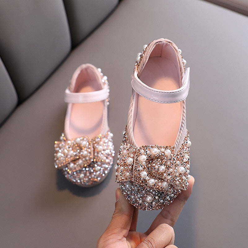 New Childrens Shoes Pearl Rhinestones Shining Kids Princess Shoes Baby Girls Shoes Party And Wedding D487 | TageUnlimited