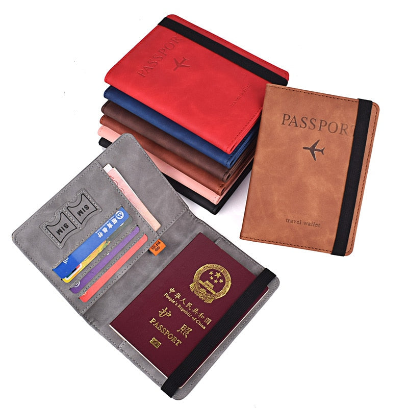 Elastic Band Leather Passport Cover RFID Blocking For Cards Travel Passport Holder Wallet Document Organizer Case Men Women | TageUnlimited