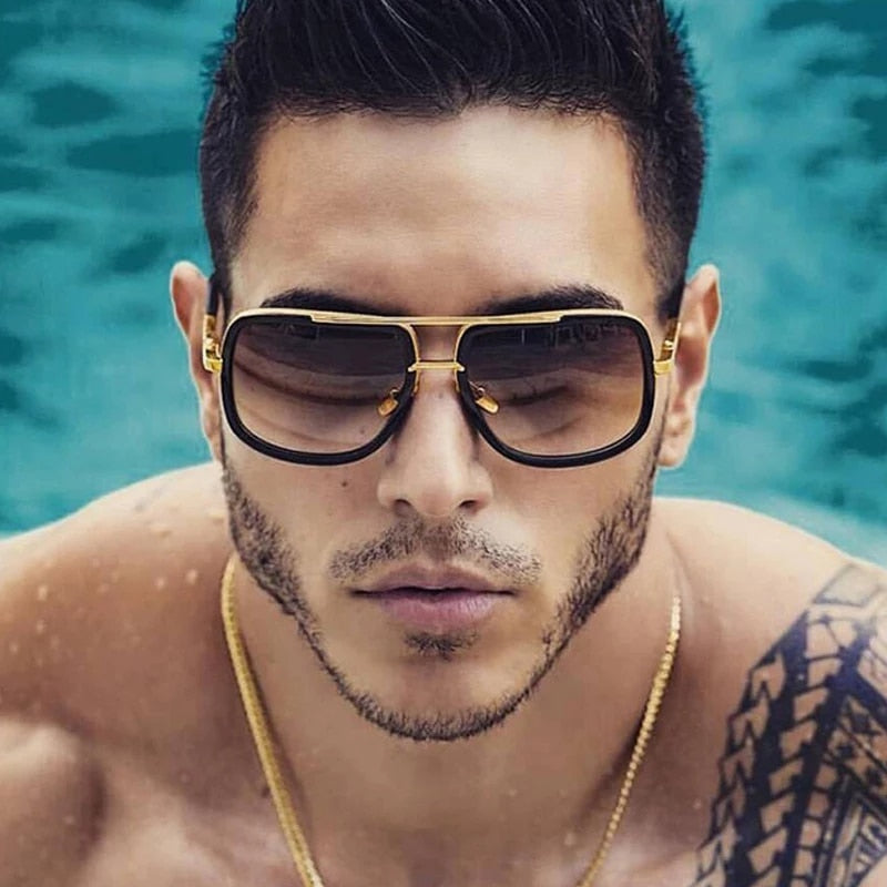 Retro Big Frame Sunglasses Men Square Metal Sunglasses Ladies Fashion Sunglasses High Quality Gafas Oculos De Sol UV400 | TageUnlimited