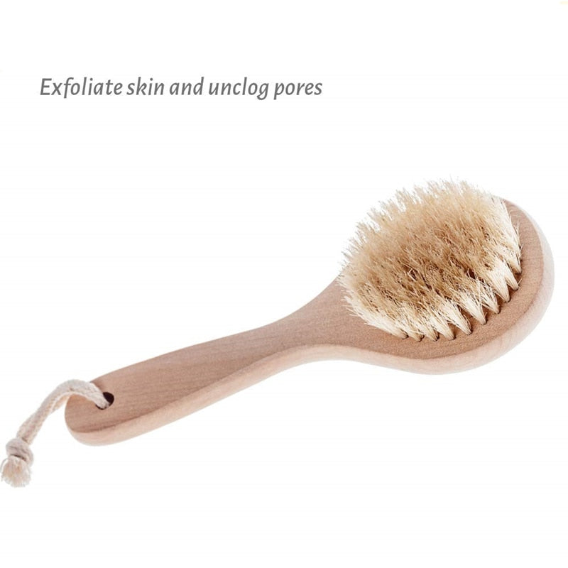 Dry Brushing Body Shower Brush Dead Skin Remover Exfoliating Face Scrubber Boar Bristle Body SPA Wet Bath Brushes | TageUnlimited