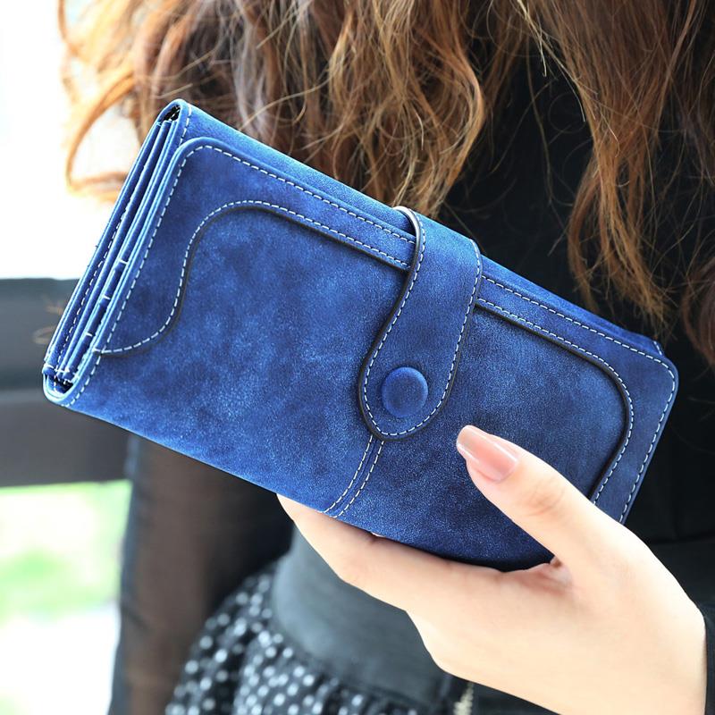 Aliwood Brand Wallets Retro Nubuck Leather Women Long Wallets Clutch Female Hasp Purse Vintage Money Bag Carteira Card Holder | TageUnlimited