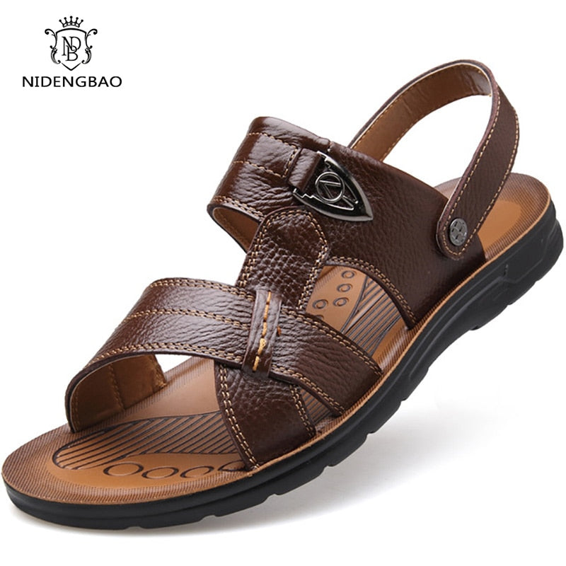 Summer Genuine Leather Beach Sandals Men Shoes  Leather Sandals for Men Soft Comfort Outdoor Walking Man Footwear | TageUnlimited