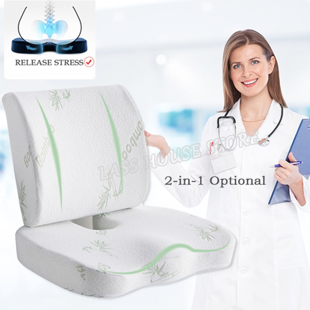 Orthopedics Hemorrhoids Seat Cushion Memory Foam Car Rebound Cushion Office Chair Lumbar Support Pain Relief Breathable Pillow | TageUnlimited