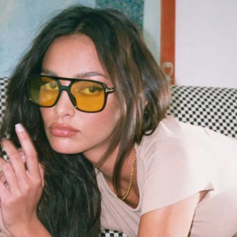 Vintage Square Sunglasses Woman Retro Brand Mirror Sun Glasses Female Black Yellow Fashion Candy Colors Oculos De Sol Feminino  | TageUnlimited