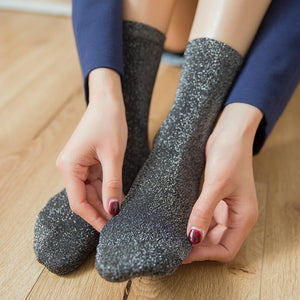 Women's style gold and silver silk material women's fashion socks solid color glitter shiny high elastic fashionable sock | TageUnlimited