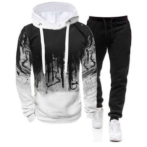 2Pcs Suit Spring Autumn Men Sweatshirt Set Splash Ink Hoodies+Tracksuit Pants Casual Fitness Male Sportswear S-4XL Wholesale | TageUnlimited